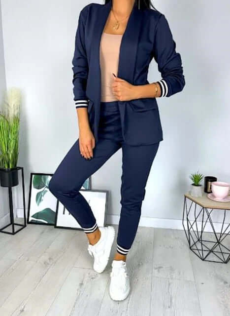 Spring Double Breasted Blazer Pantsuit-DESTINY