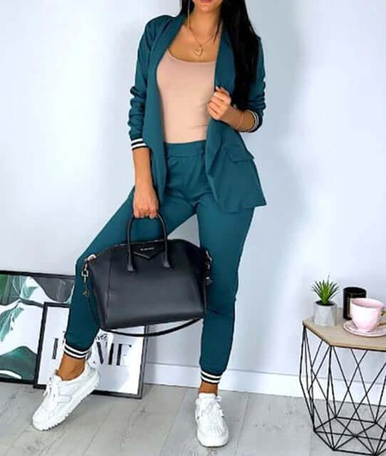 Spring Double Breasted Blazer Pantsuit-DESTINY