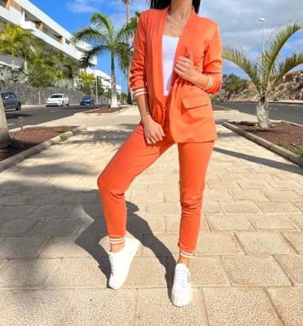 Spring Double Breasted Blazer Pantsuit-DESTINY