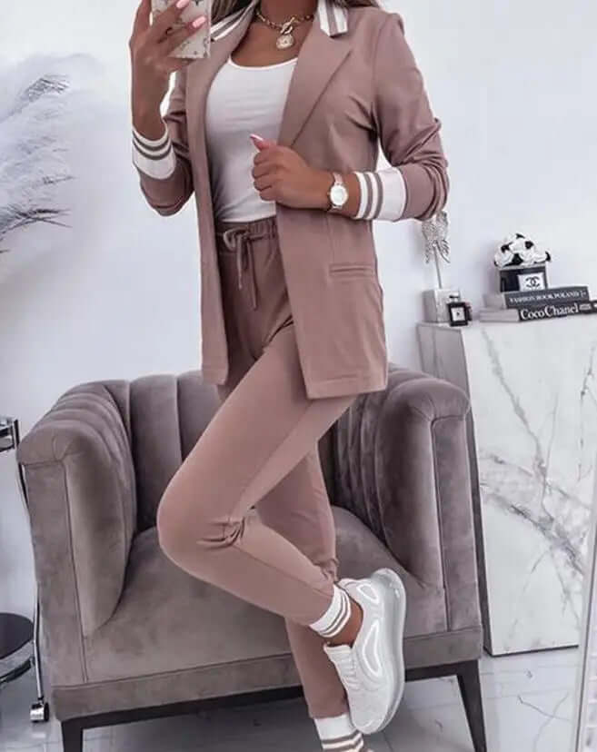 Spring Double Breasted Blazer Pantsuit-DESTINY