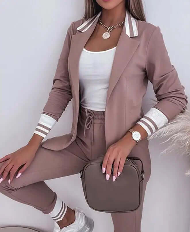 Spring Double Breasted Blazer Pantsuit-DESTINY