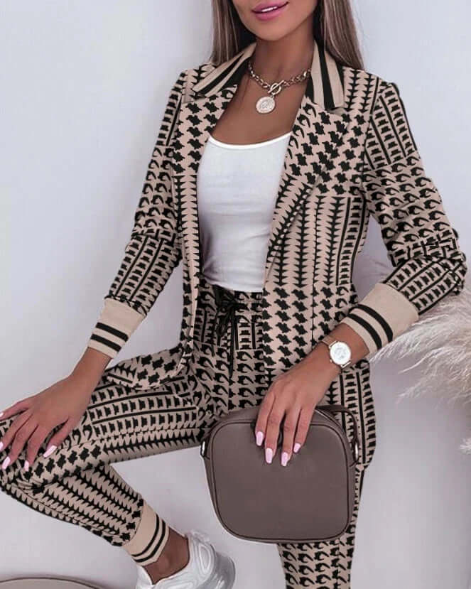 Spring Double Breasted Blazer Pantsuit-DESTINY