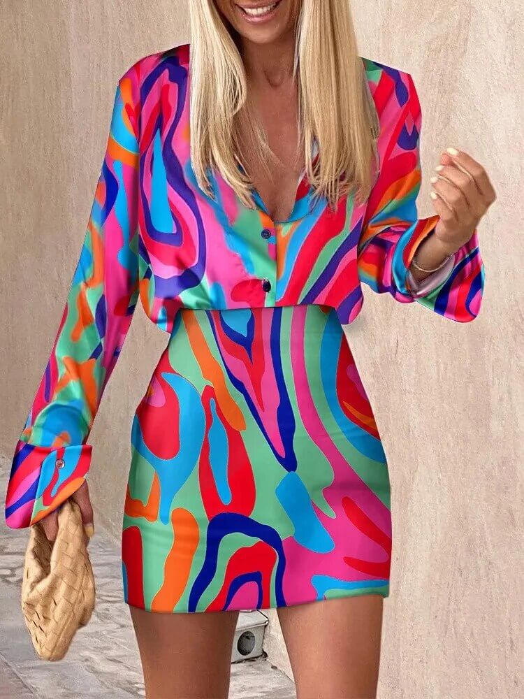 Rebecca - Set with long sleeves and skirt for women-DESTINY