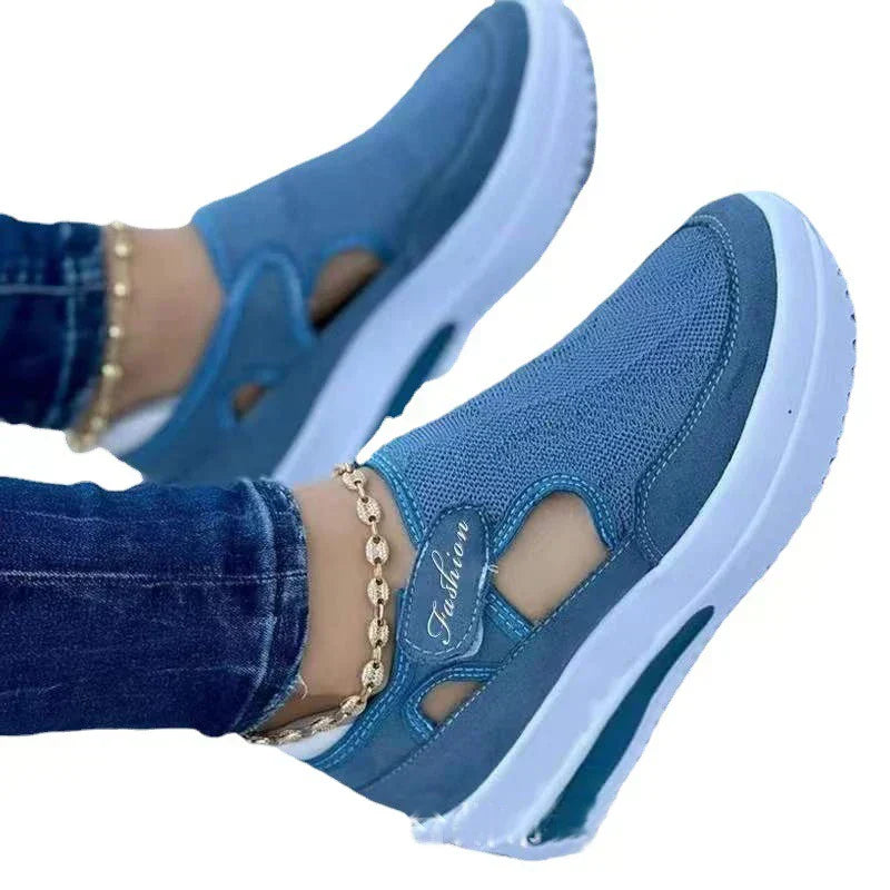 Breathable Platform Sneakers For Women in Solid Colours-DESTINY