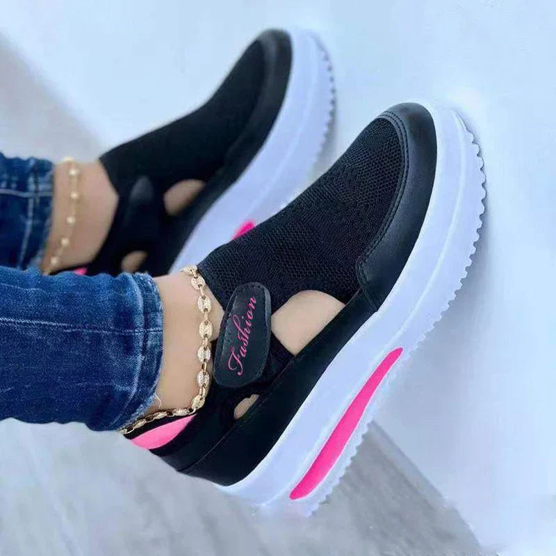 Breathable Platform Sneakers For Women in Solid Colours-DESTINY