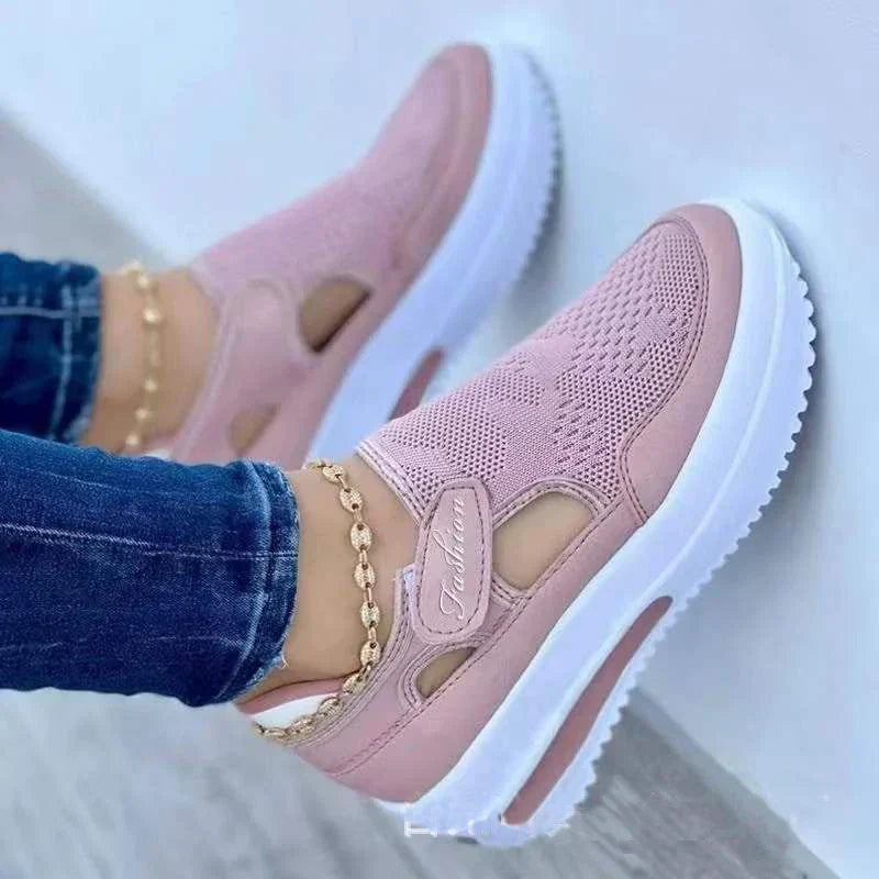 Breathable Platform Sneakers For Women in Solid Colours-DESTINY