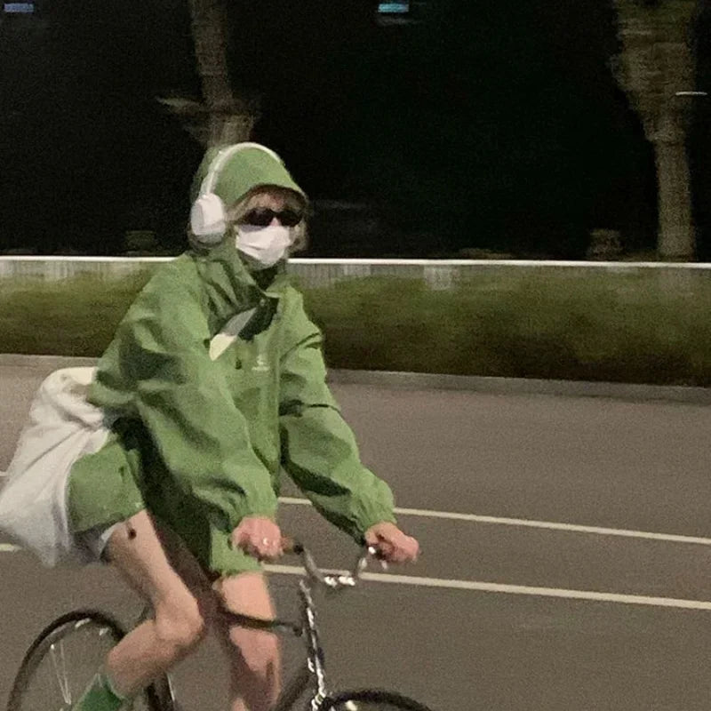 Ladies waterproof hooded zip windbreaker coat-DESTINY