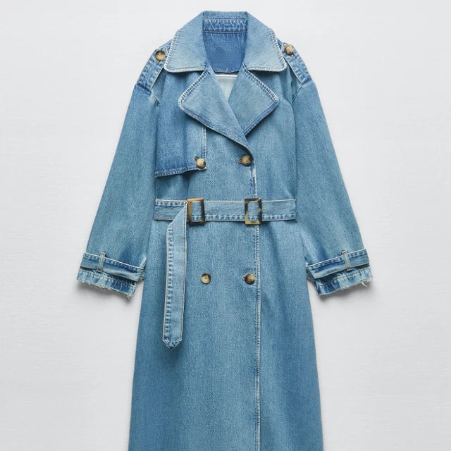 Women's trench coat in a trendy denim look - Comfortable and versatile - Trendy fashion for any season-DESTINY