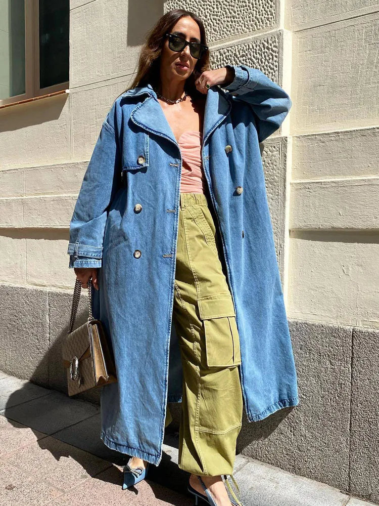 Women's trench coat in a trendy denim look - Comfortable and versatile - Trendy fashion for any season-DESTINY