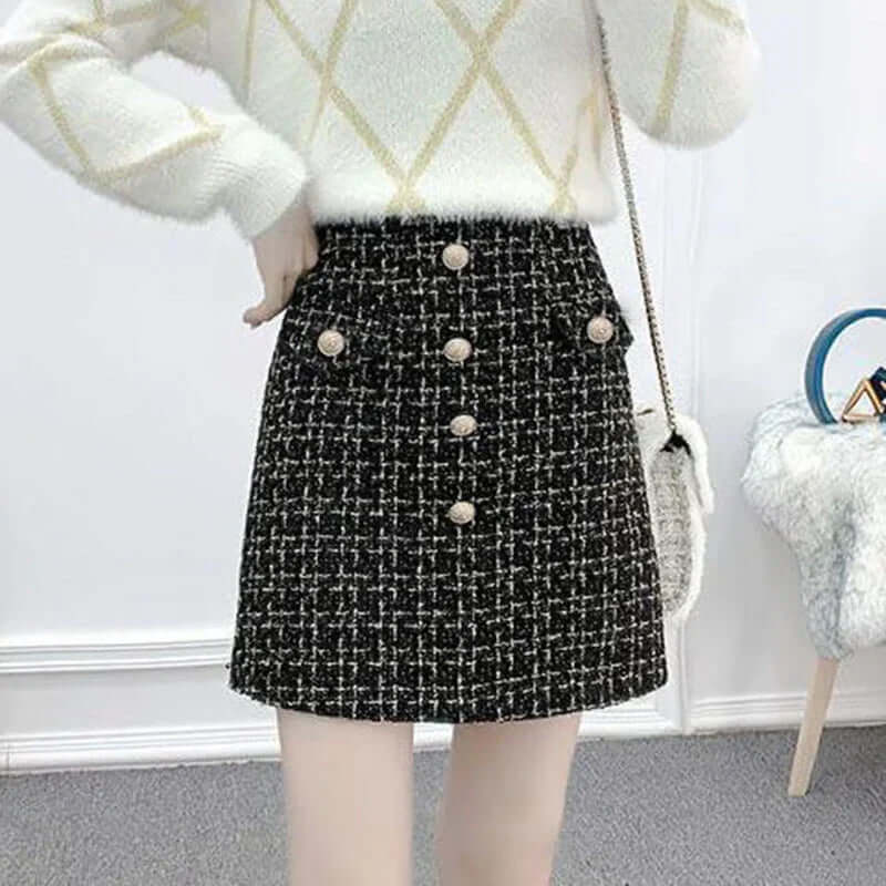 Scottish tweed mini skirt-DESTINY