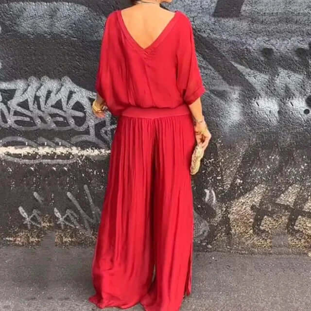 Elegant chiffon two-piece with wide legs-DESTINY