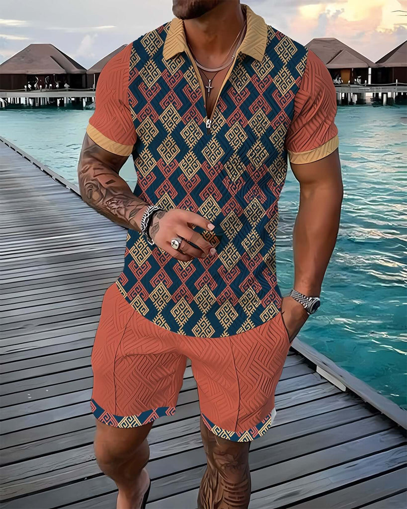 Diamond Dapper Polo Shirt And Shorts Co-Ord-DESTINY