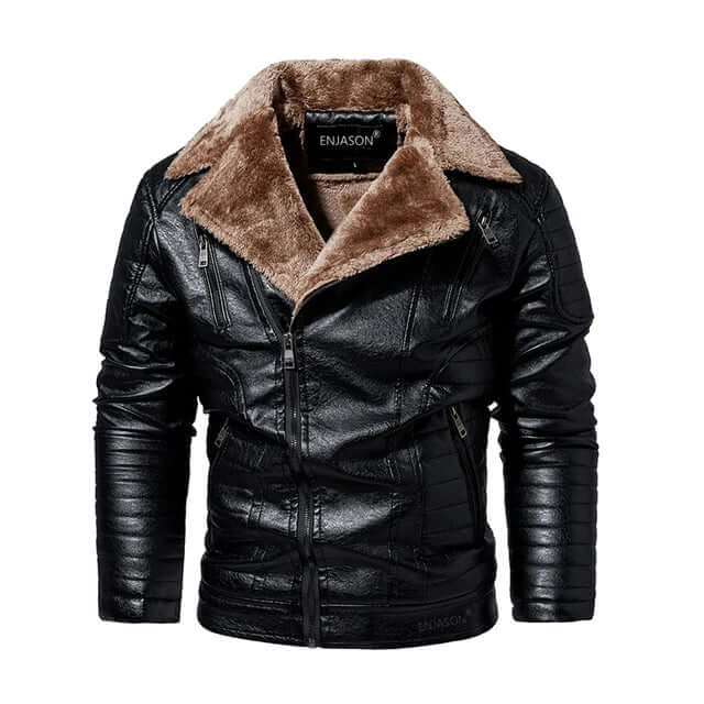 Leather Jacket Men with Fleece-DESTINY