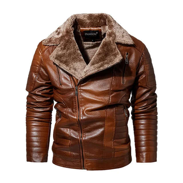 Leather Jacket Men with Fleece-DESTINY