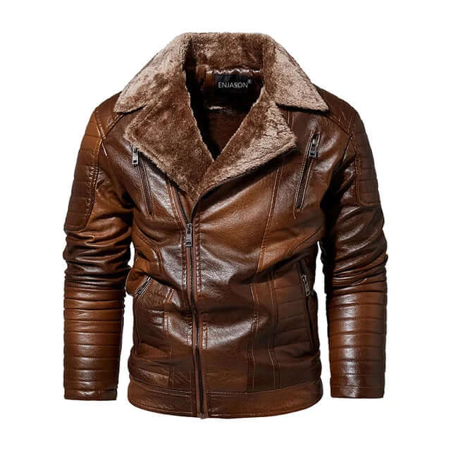Leather Jacket Men with Fleece-DESTINY
