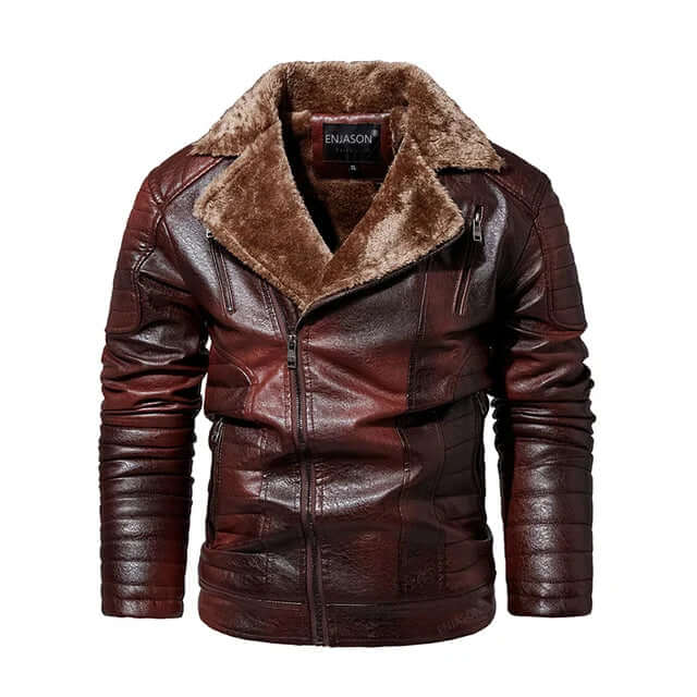 Leather Jacket Men with Fleece-DESTINY
