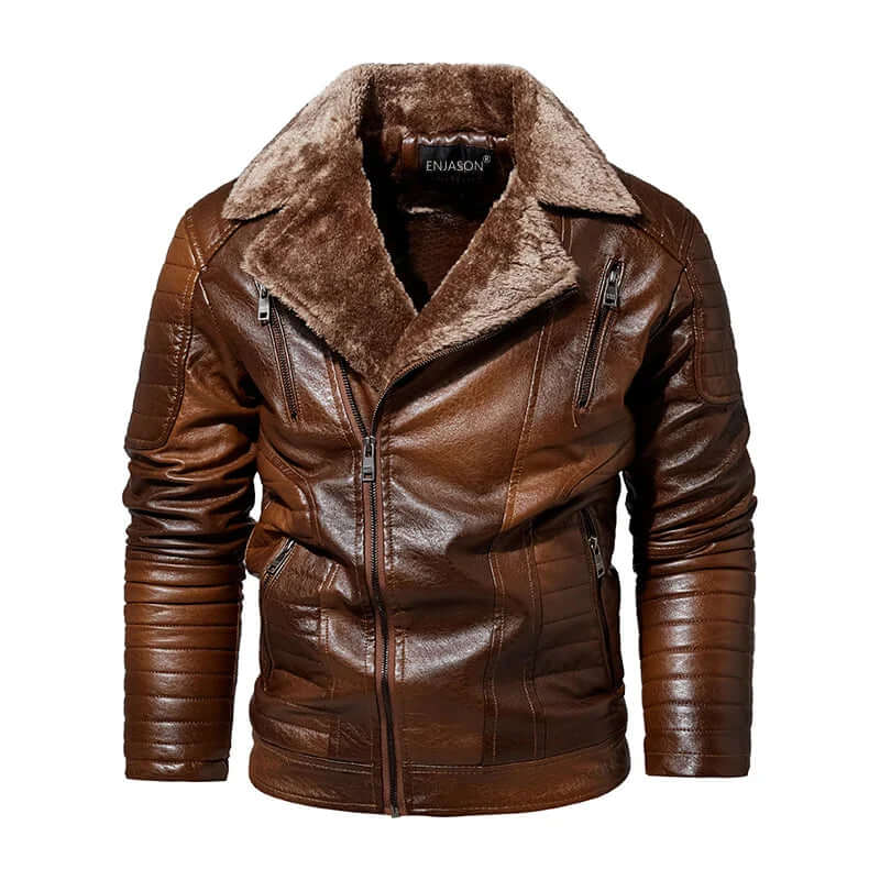 Leather Jacket Men with Fleece-DESTINY