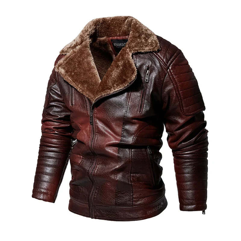 Leather Jacket Men with Fleece-DESTINY