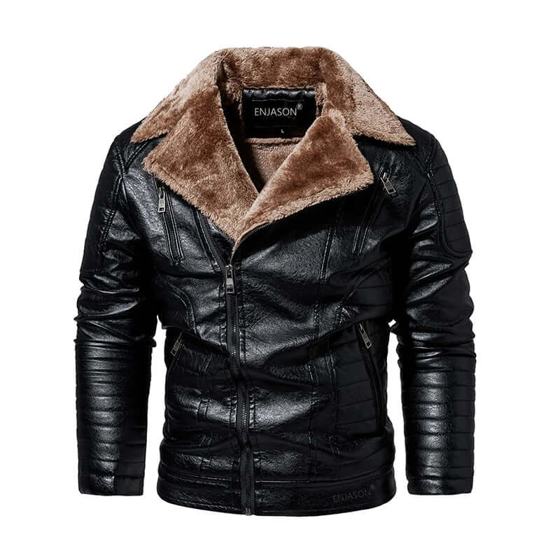 Leather Jacket Men with Fleece-DESTINY