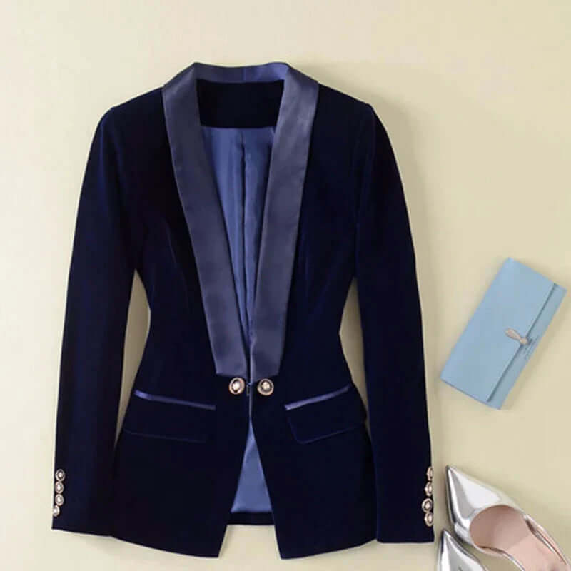 Isabelle - Velvet tuxedo blazer with satin lapels-DESTINY