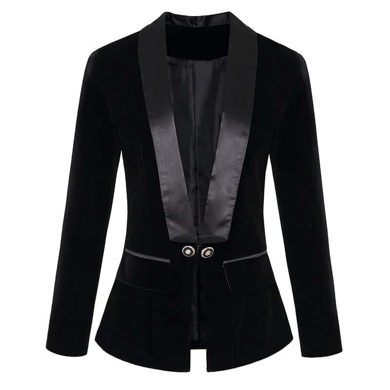 Isabelle - Velvet tuxedo blazer with satin lapels-DESTINY