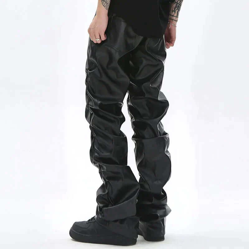 Deandre - Pleated leather-like trousers-DESTINY