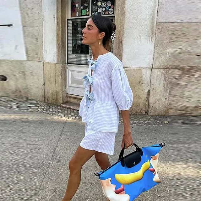 Comfortable short set with front binding-DESTINY