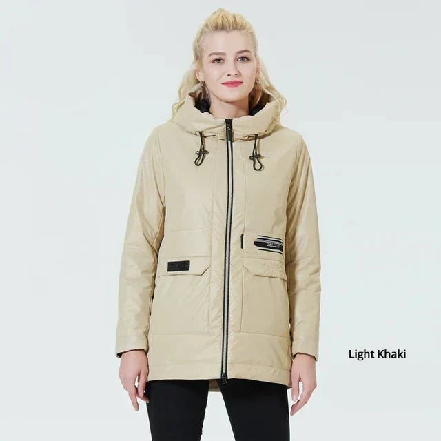 Women's windproof hooded jacket with cosy inner pockets-DESTINY