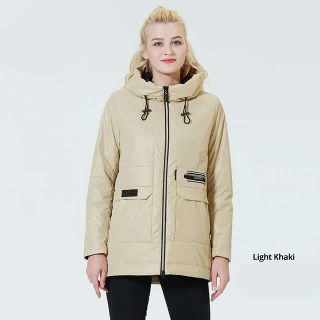 Women's windproof hooded jacket with cosy inside pockets-DESTINY
