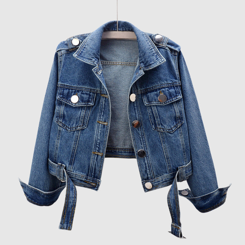 Stylish cropped denim jacket-DESTINY