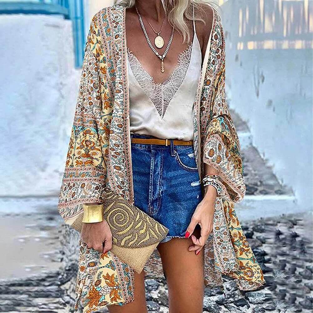 Boho kimono style throw-DESTINY