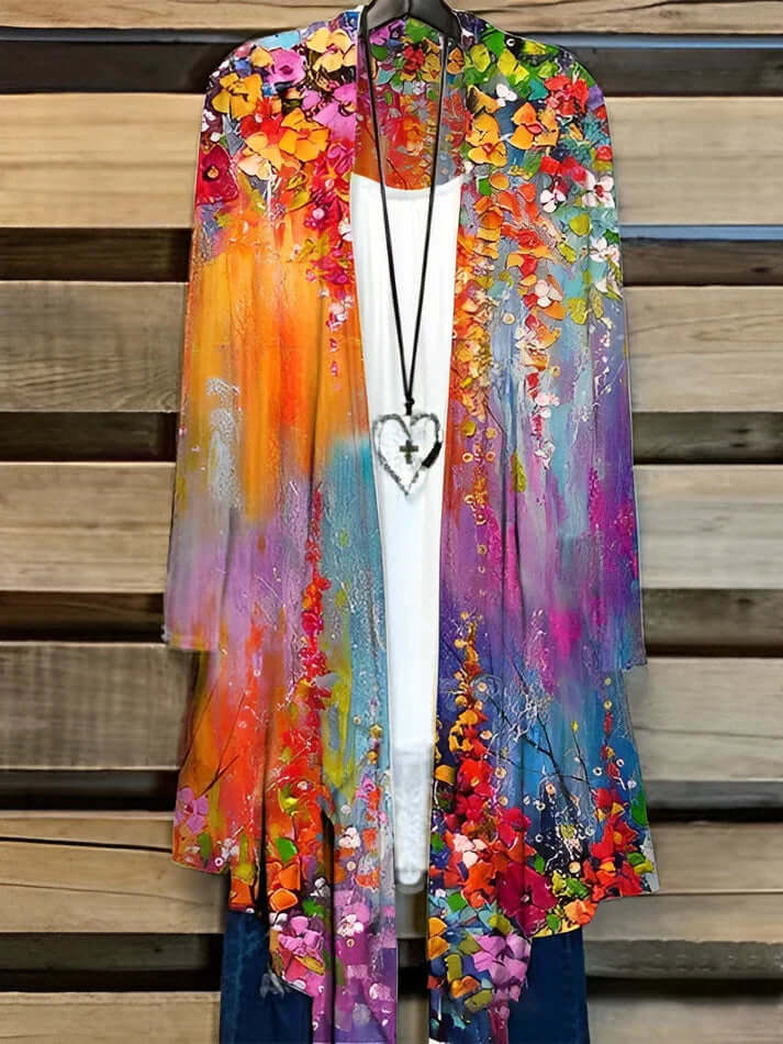 Casual cardigan for women with oil painting-DESTINY