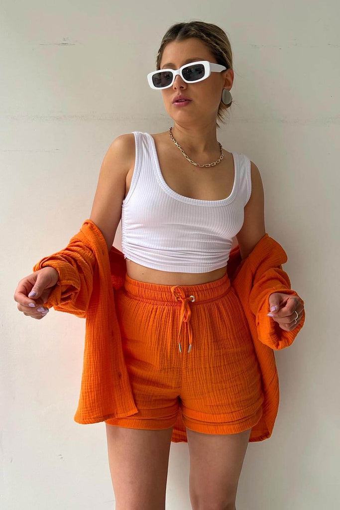 Liselle | Chic and Cozy Long Sleeve Shirt Short Set-DESTINY