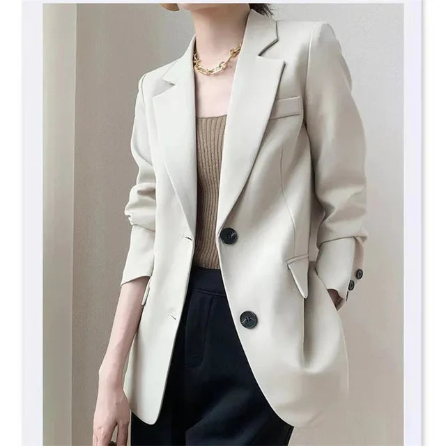 Women's slim fit single-breasted blazer for casual and office wear-DESTINY