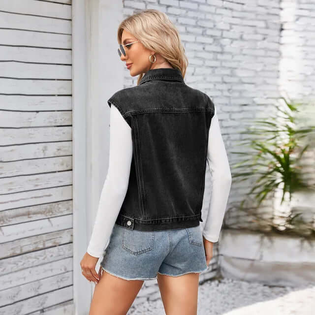 Denim Vest Tank Top-DESTINY
