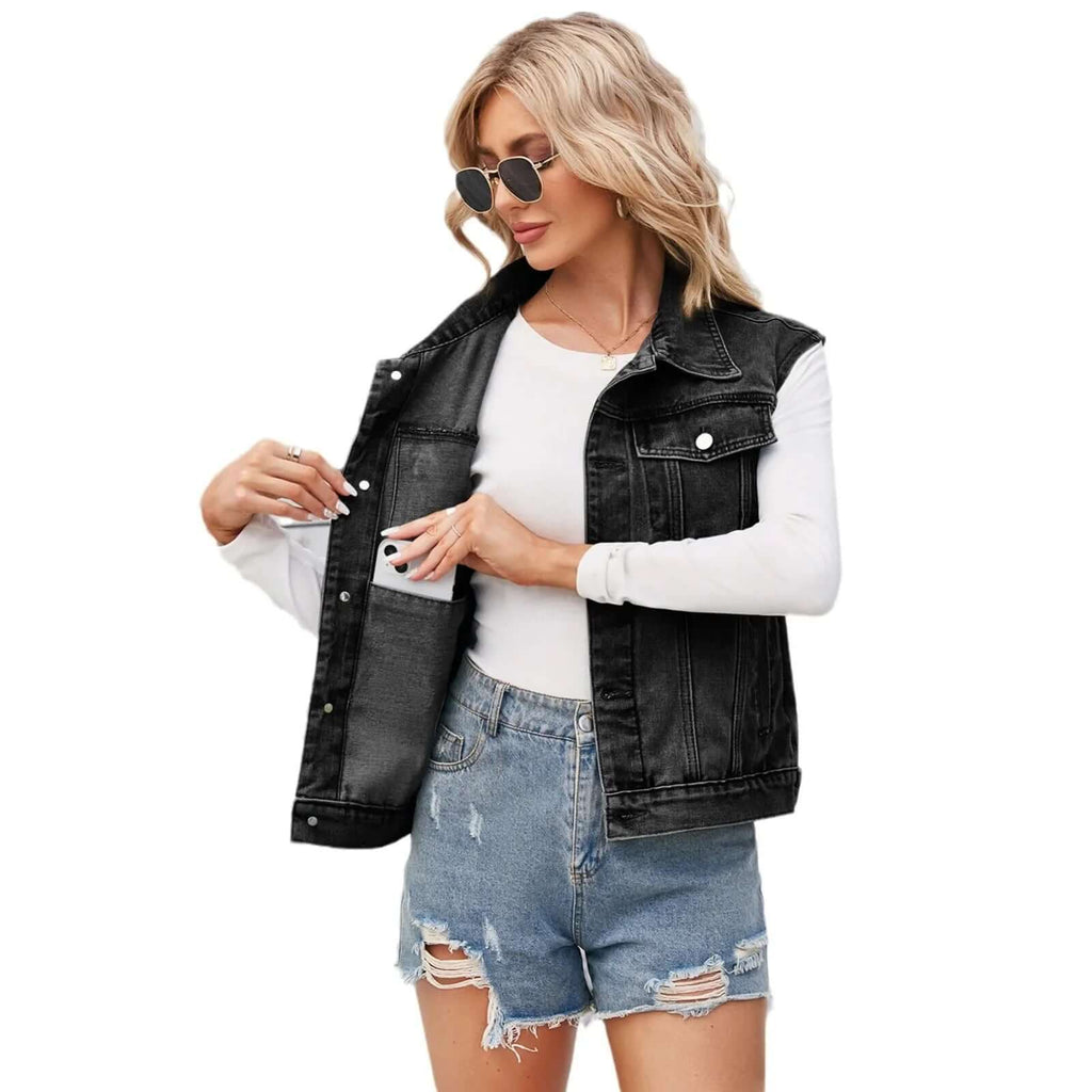 Denim Vest Tank Top-DESTINY