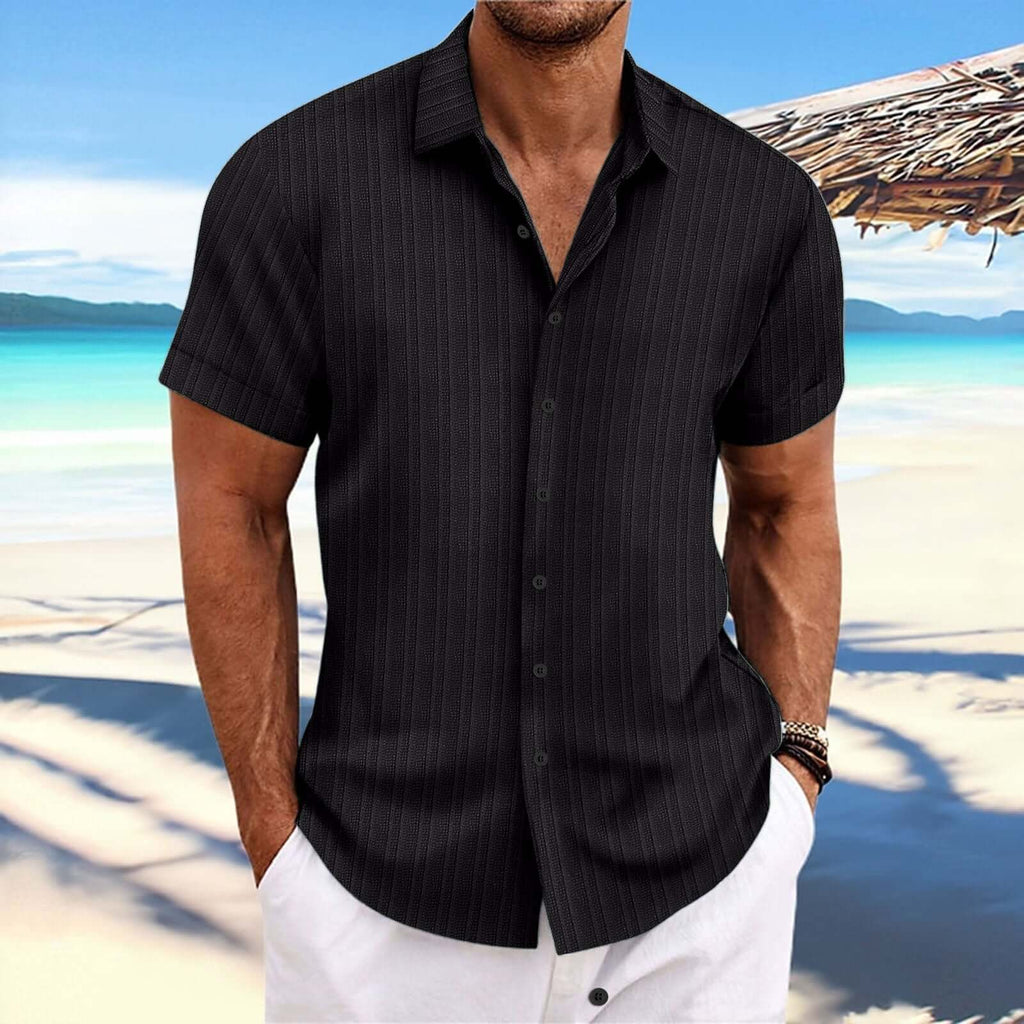 Alvaro - Striped cotton and linen-like shirt for men-DESTINY