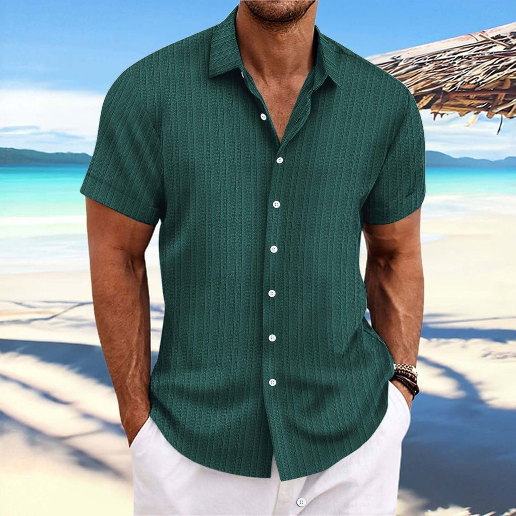 Alvaro - Striped cotton and linen-like shirt for men-DESTINY