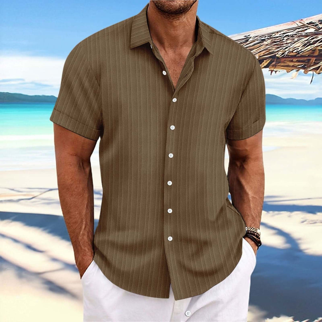 Alvaro - Striped cotton and linen-like shirt for men-DESTINY