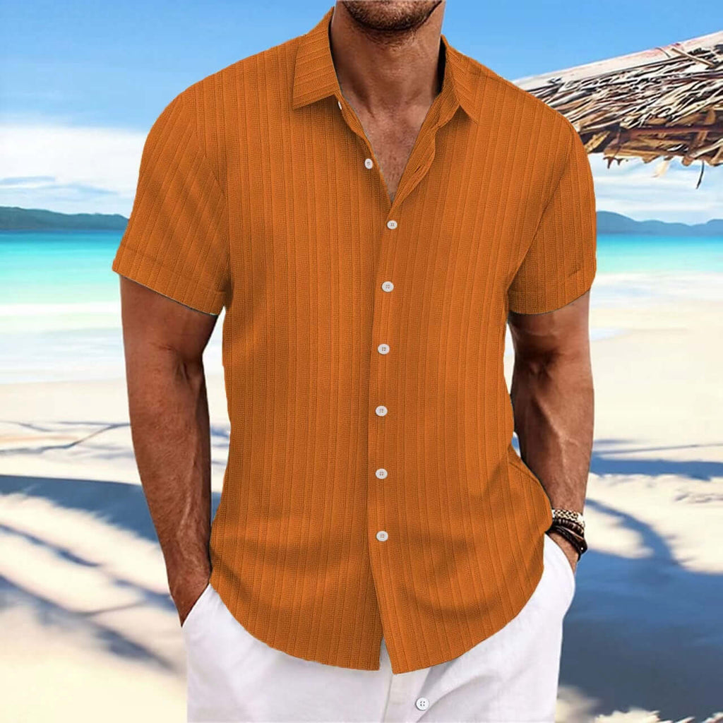 Alvaro - Striped cotton and linen-like shirt for men-DESTINY