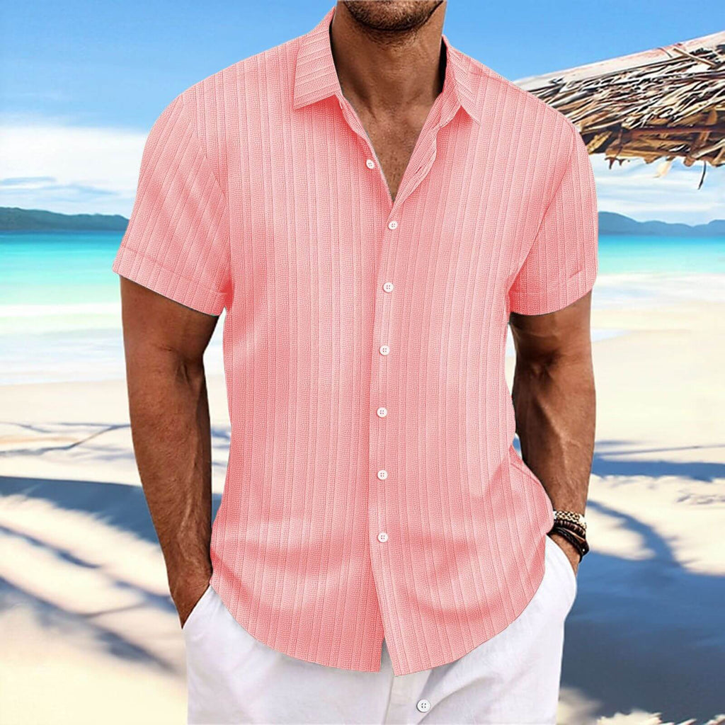 Alvaro - Striped cotton and linen-like shirt for men-DESTINY