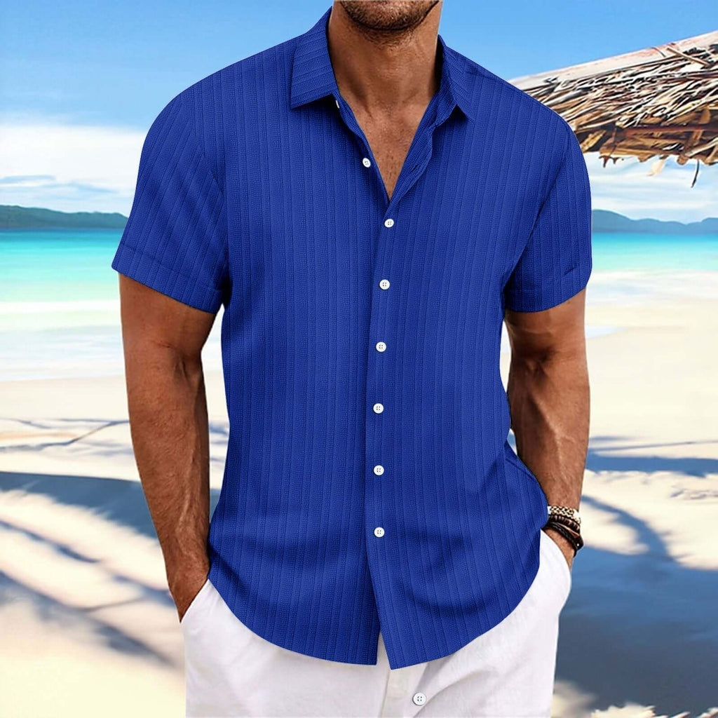 Alvaro - Striped cotton and linen-like shirt for men-DESTINY