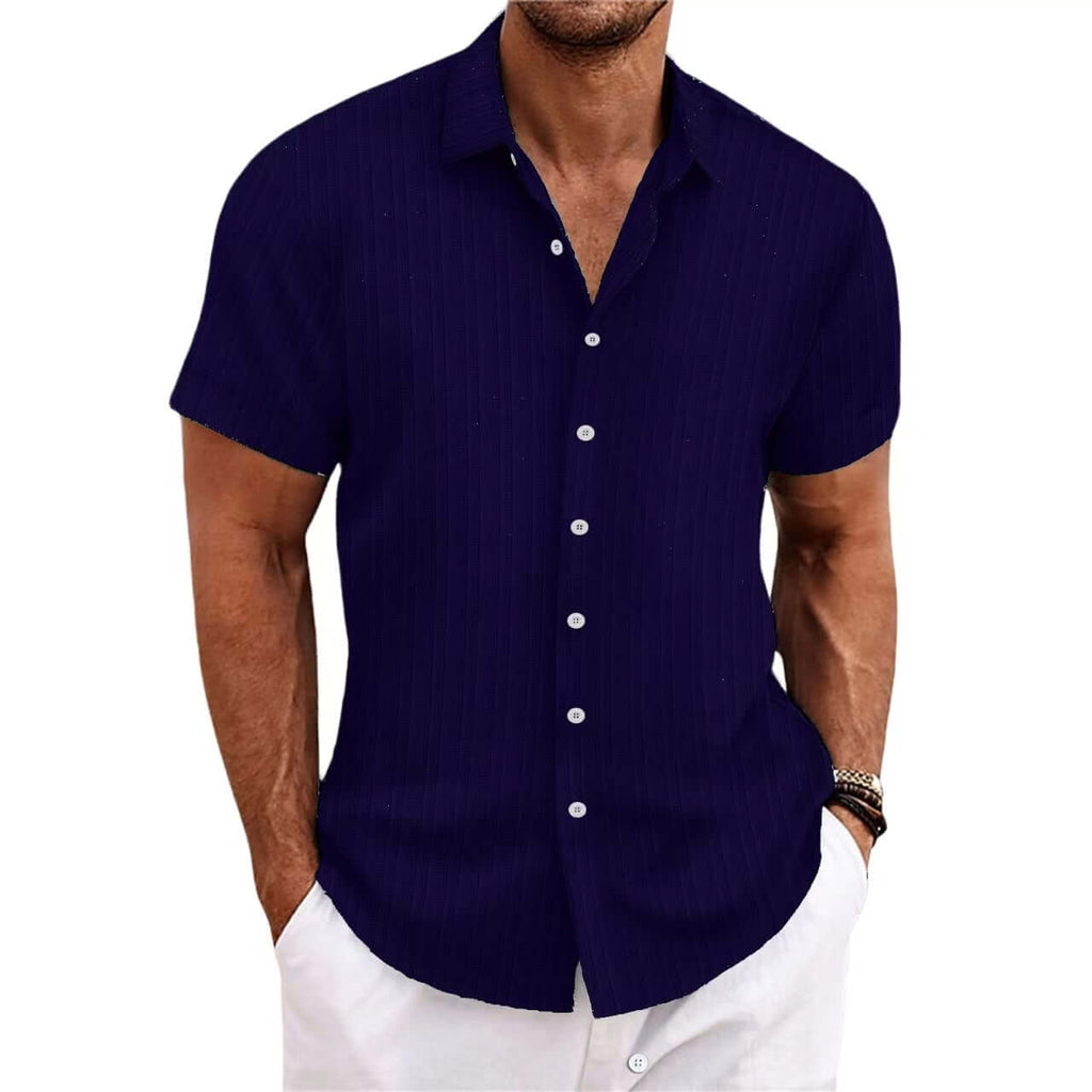 Alvaro - Striped cotton and linen-like shirt for men-DESTINY