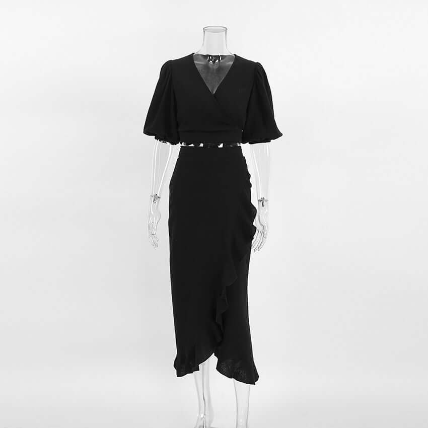 Miranda - Bohemian two-piece set with wrap skirt and crop top-DESTINY