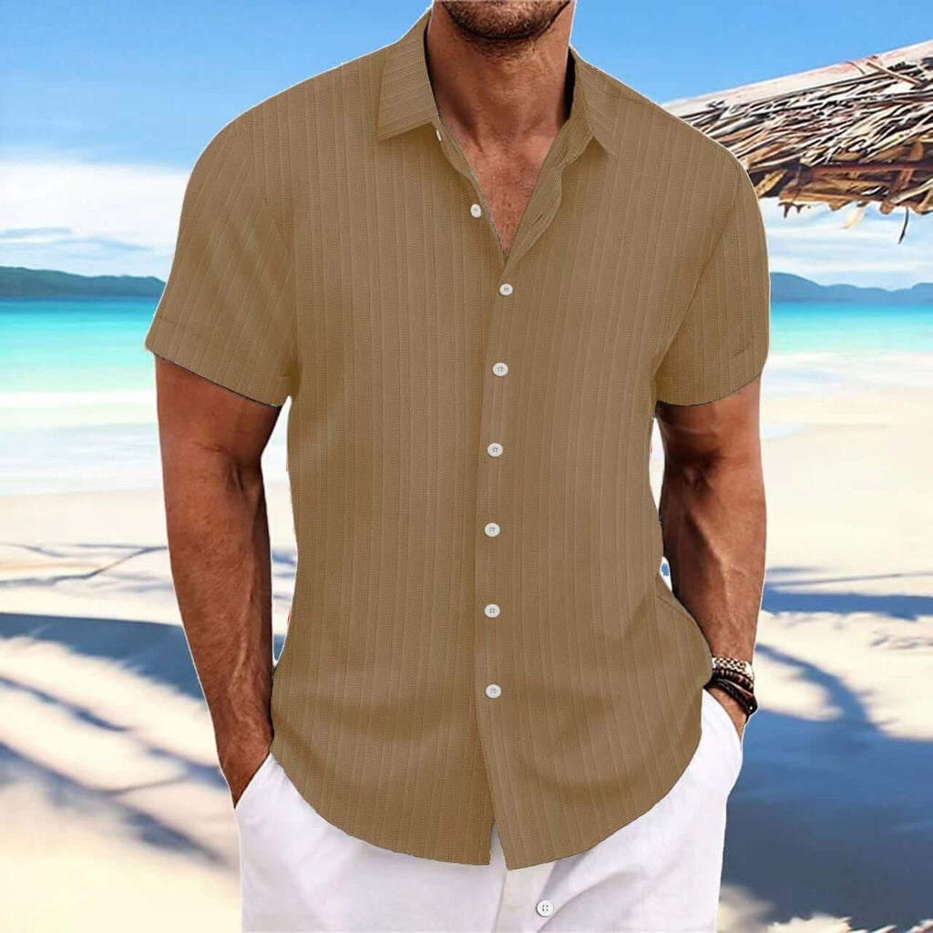 Alvaro - Striped cotton and linen-like shirt for men-DESTINY