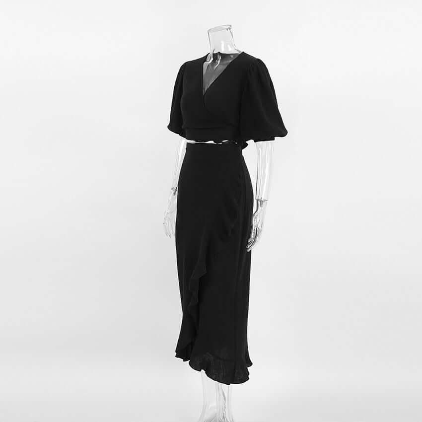 Miranda - Bohemian two-piece set with wrap skirt and crop top-DESTINY