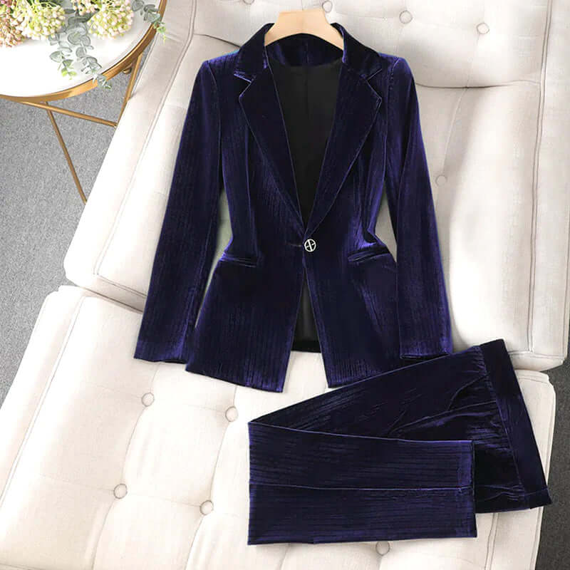 Madison - Velvet jacket and trousers set for women-DESTINY