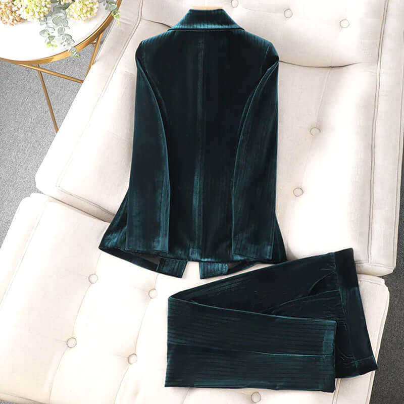 Madison - Velvet jacket and trousers set for women-DESTINY