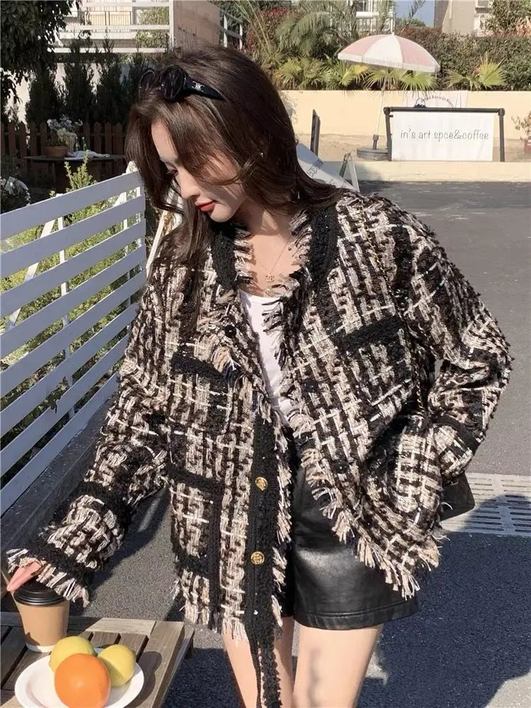 Luxury spring button down tweed jacket - Sophisticated look for any occasion-DESTINY