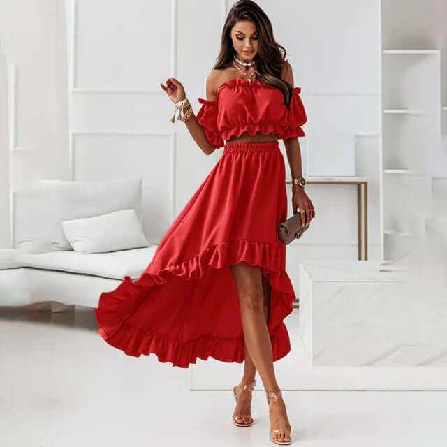 Ruffled summer dress set-DESTINY